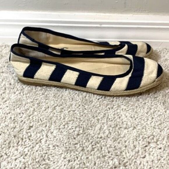 Boden NWOT navy striped espadrilles flats size 41 (10.5) - Picture 1 of 10